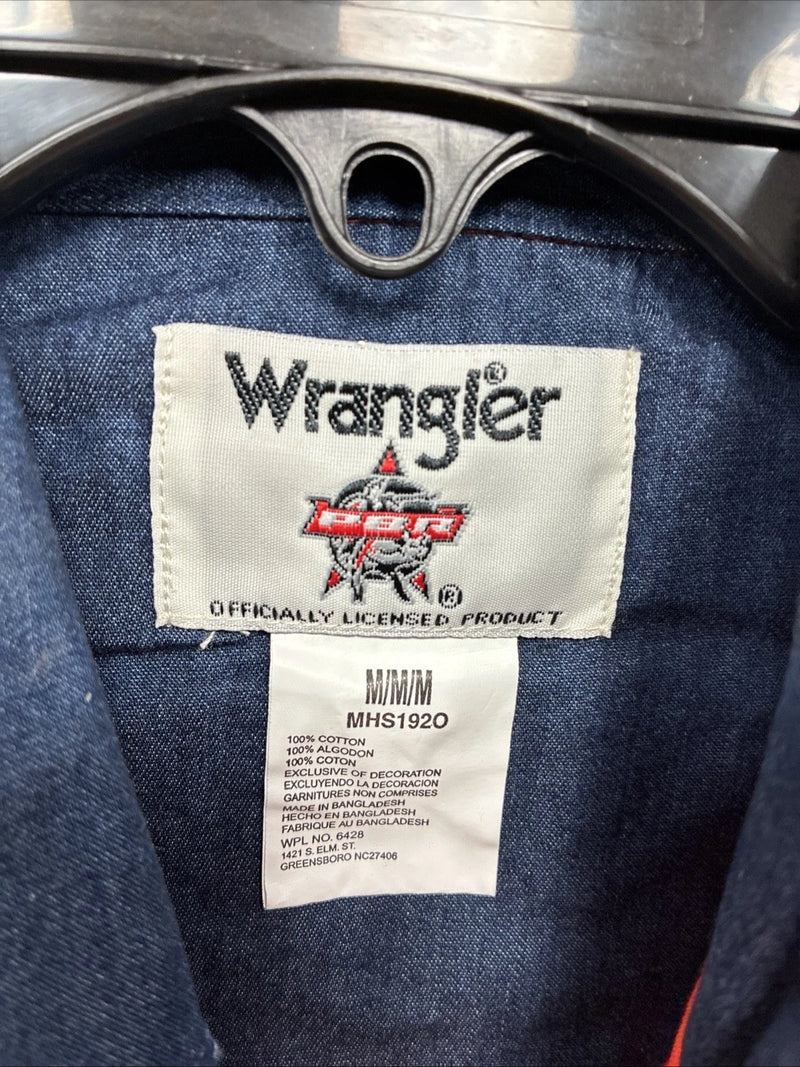 New Men’s Wrangler PBR Orange Long Sleeve Button Up Medium K-36