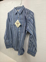 New Kids ELY Classic Blue Stripe Long Sleeve Button Up Large CC-85