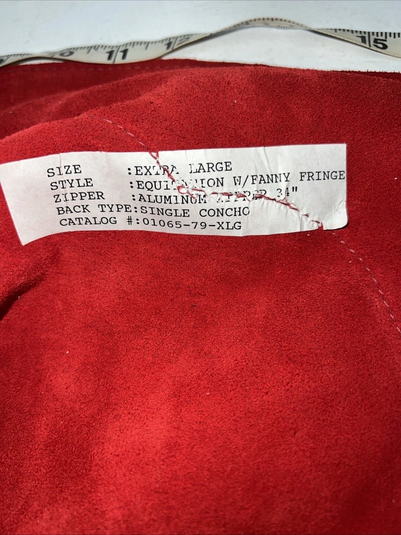 NOS Red Whitman Show Chaps With Fringe XL Adjustable Waist 40” I-66