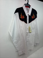 New Women’s Country Charmers Flame Designed Long Sleeve Pearl Snap 2XL GG-54
