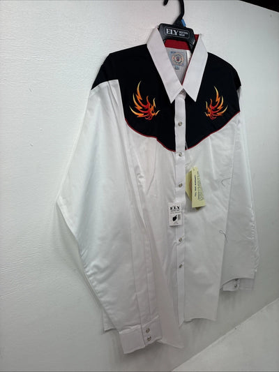 New Women’s Country Charmers Flame Designed Long Sleeve Pearl Snap 2XL GG-54