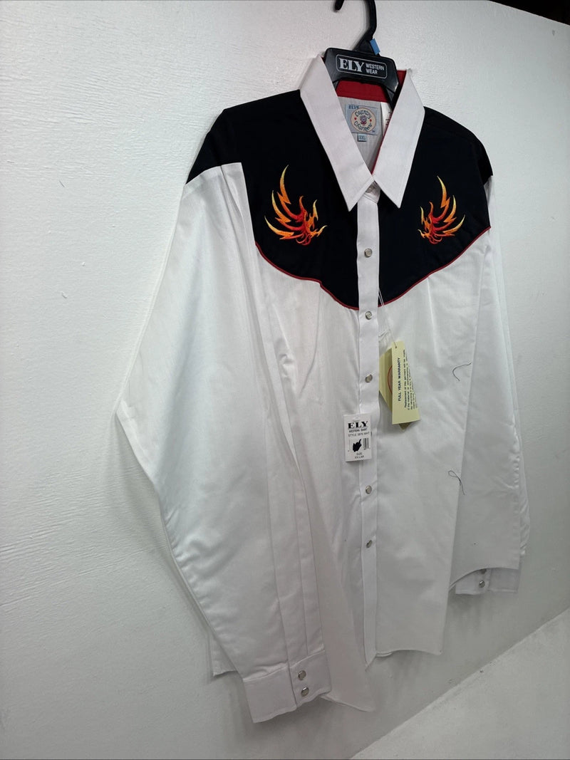 New Women’s Country Charmers Flame Designed Long Sleeve Pearl Snap 2XL GG-54
