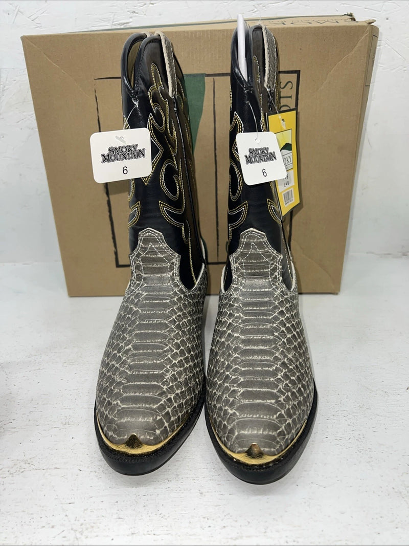 New Women’s Black Snakeskin Smoky Mountain Cowboy Boots. 1042JY 6. 19-35