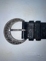 New Black Genuine Leather Tooled 28” Belt #WF809 NN-47