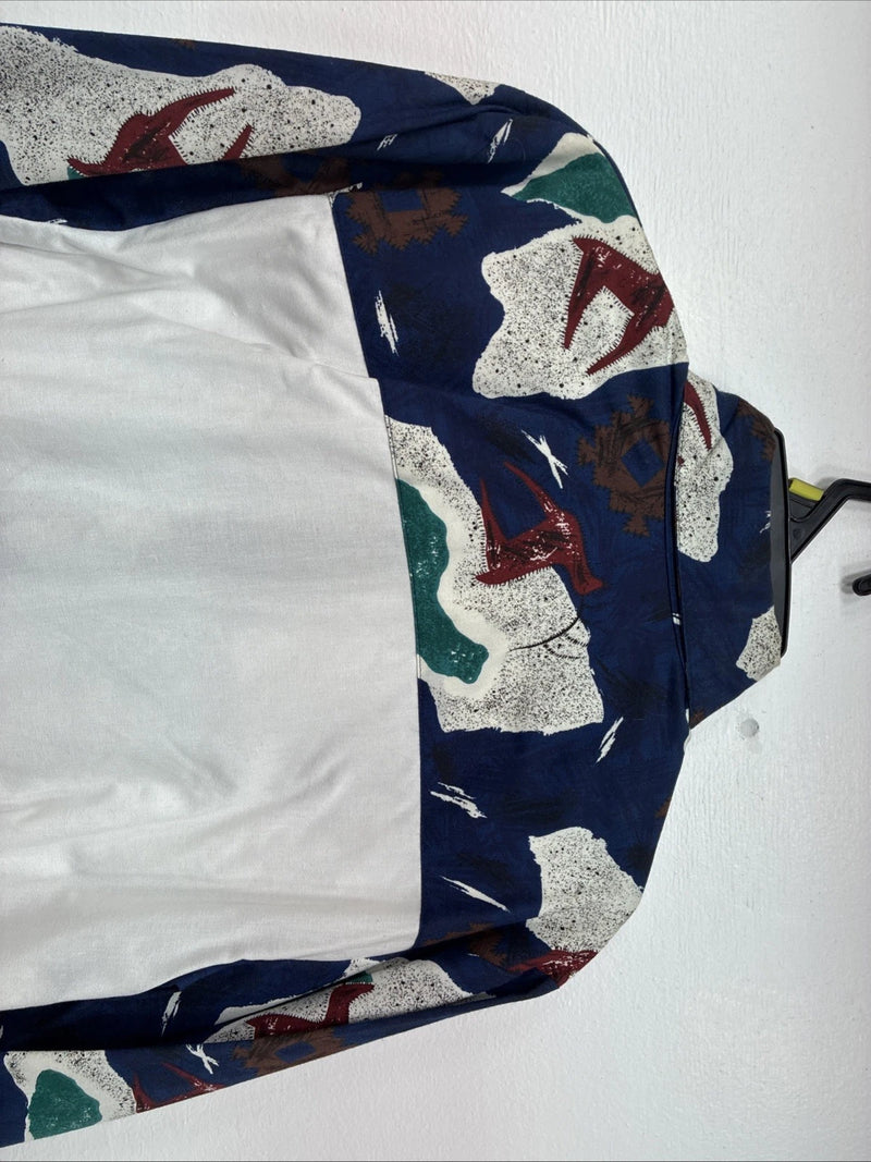 New Men’s Cowboy Threads Blue White Design Long Sleeve Button Up Small DD-101