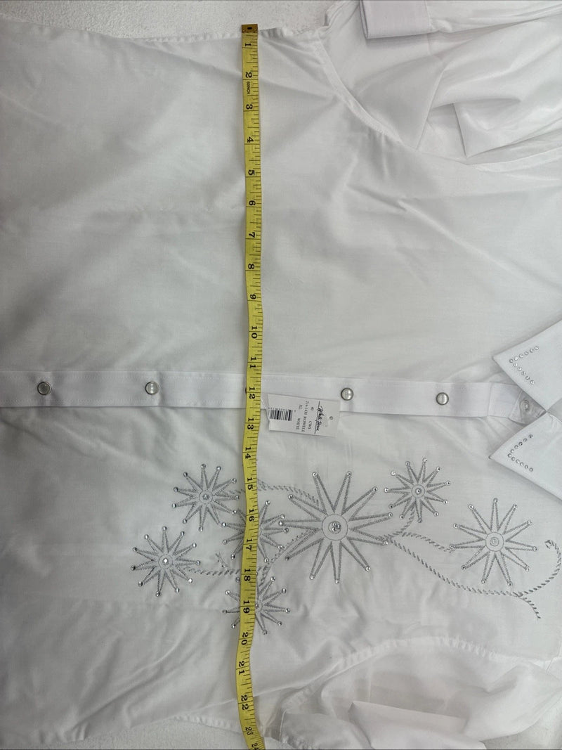New Women’s White Horse White Gem Long Sleeve Pearl Snap XL II-29