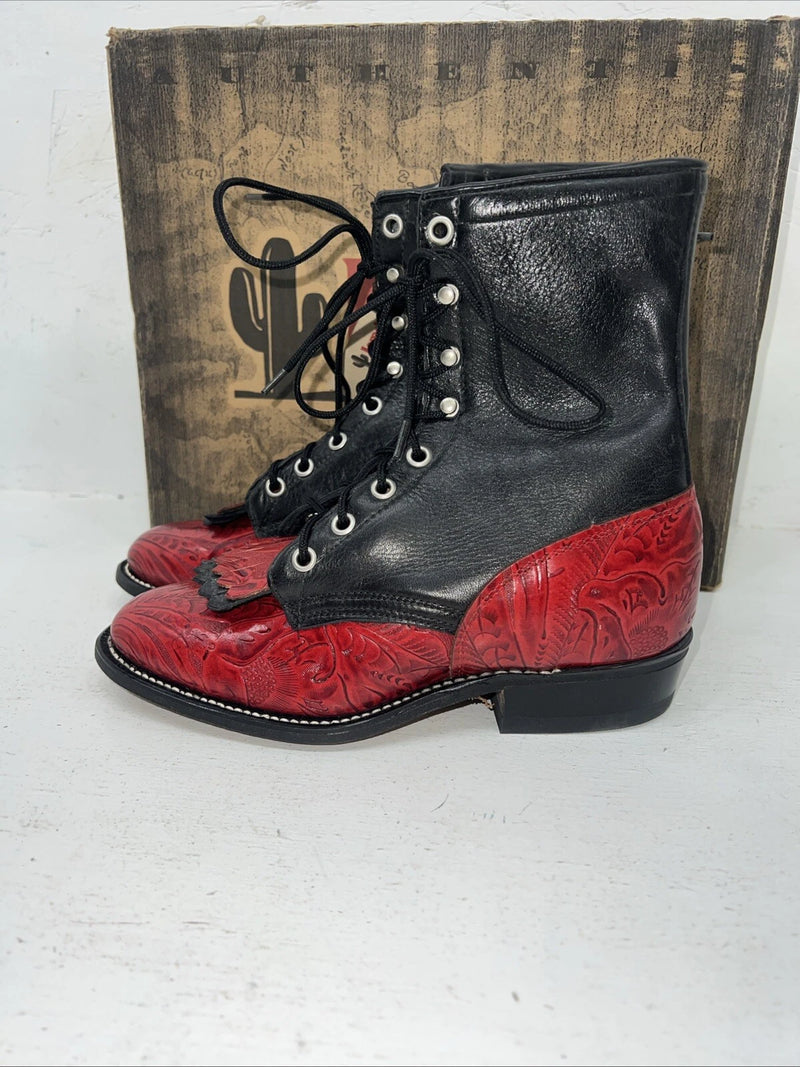 New Women’s Red And Black Laredo Cowboy Boots. 6 M. 20-114