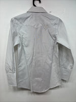 New Boys White Horse Grays Stripe Long Sleeve Pearl Snap Medium DD-119
