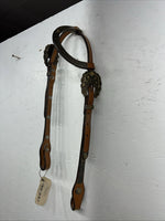 New Circle Y One Ear Leather Metal Plate Headstall #287-7107 U-37