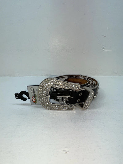 New Black Genuine Leather Nocona Silver Bling Cross XL Belt #N1330999 Z-80