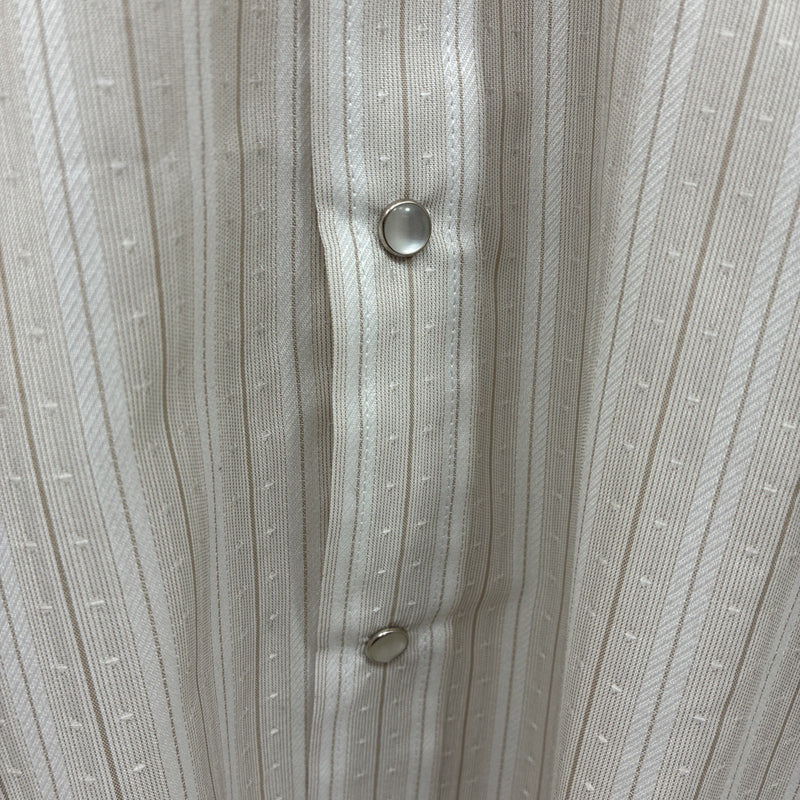 New Men’s ELY Cattleman Tan Stripe Long Sleeve Pearl Snap Medium J-97