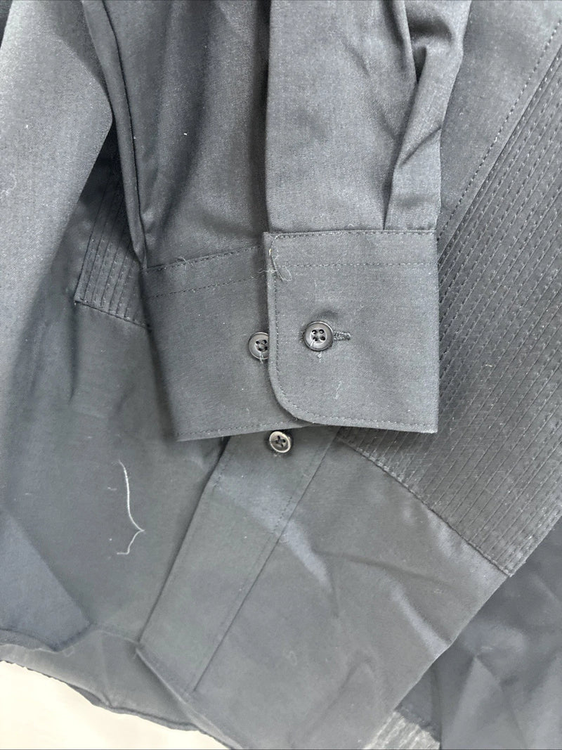 New Classix Black Long Sleeve Button Up English Shirt Small CC-9