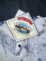 New Women’s White Black Cumberland Outfitters Long Sleeve Button Up M 3B-85