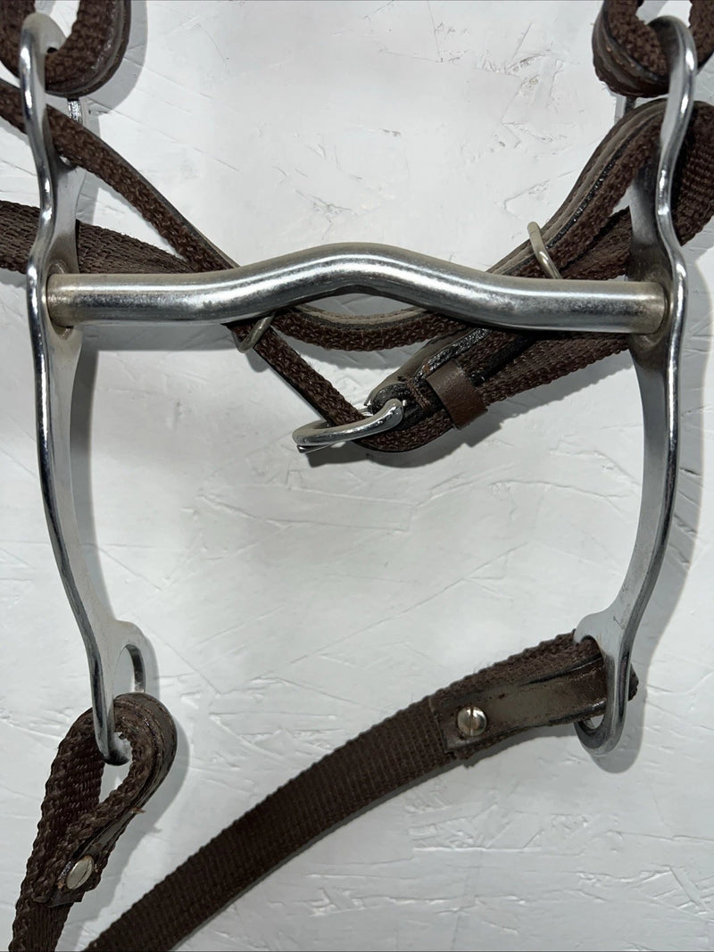 New Tough 1 Brown Nylon Browband Headstall With Bit Split Reins #42-7499 W-33