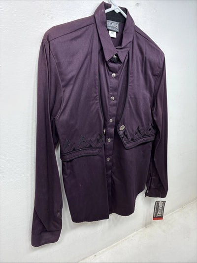 New Women’s Rough rider Purple Long Sleeve Button Up Size Large TT-74