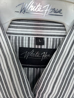 New Women’s White Horse Black Gray Stripe Long Sleeve Pearl Snap Large II-12