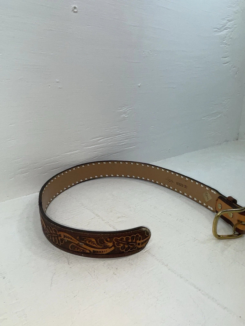 New Blue Genuine Leather Longhorn Tooled 30” Belt #82829 NN-39