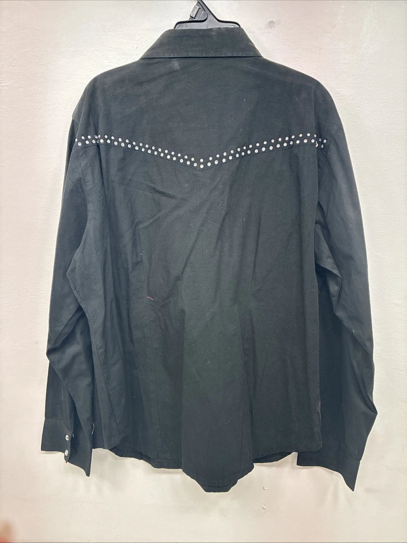New Women’s Cumberland Black Gem Long Sleeve Pearl Snap 1XL GG-45