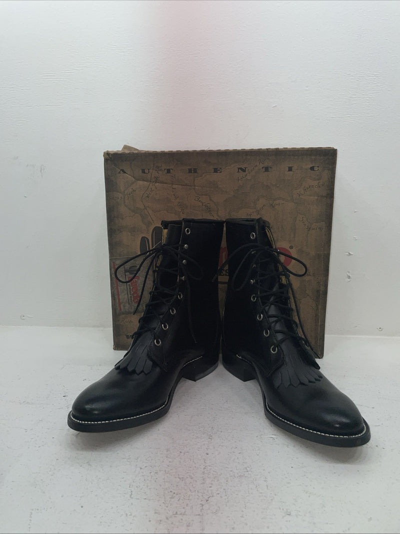 New Men’s Black Lace Up Laredo Cowboy Boots. 1220 9.5 9 1/2 D. 6-95