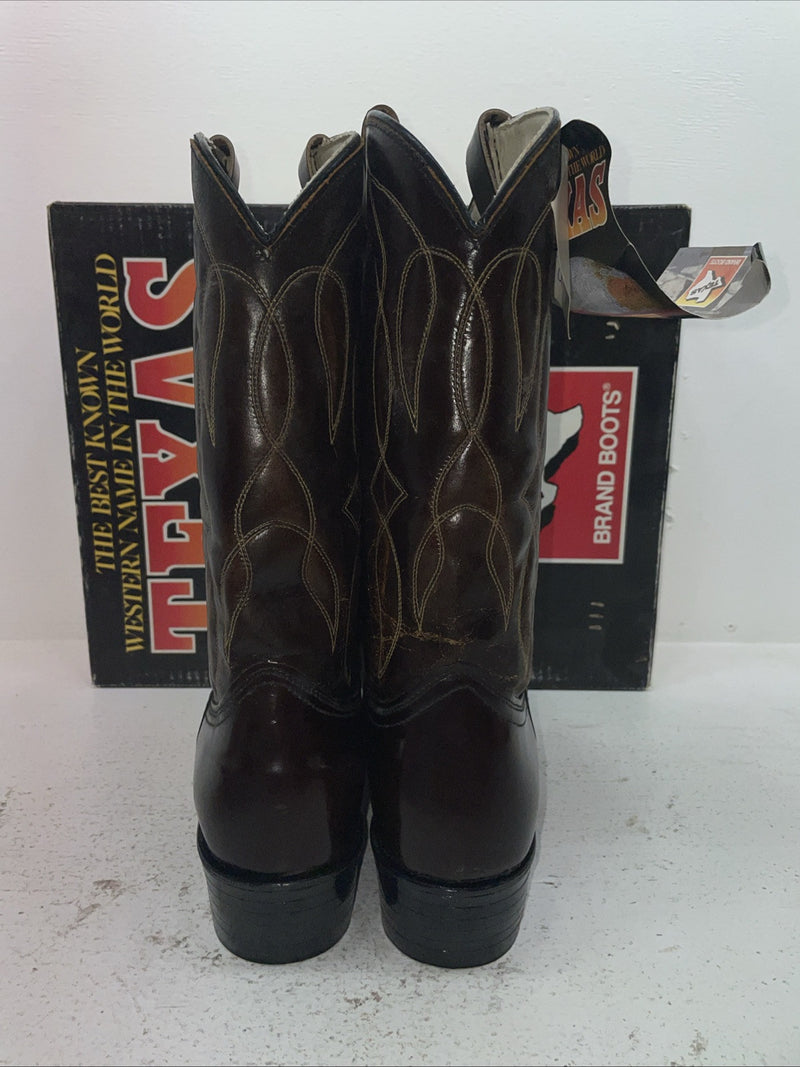 New Men’s Brown Texas Brand Cowboy Boots. 1011 10.5 10 1/2 D. 7-93