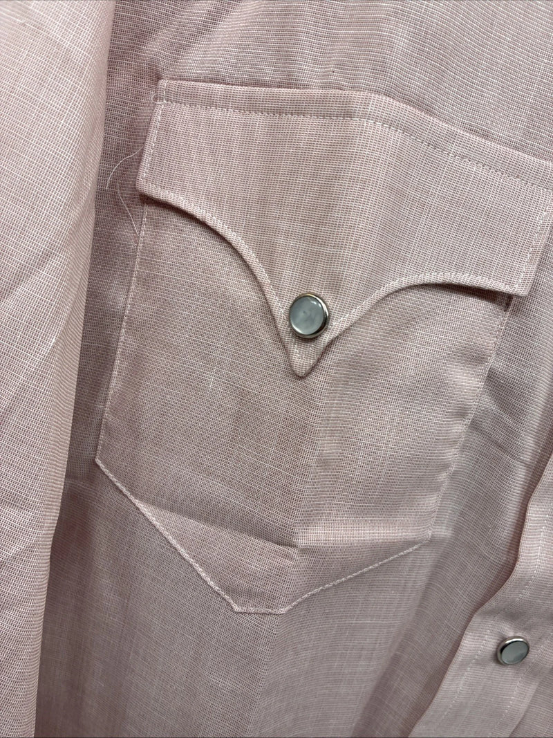 New Men’s H Bar C Pink Long Sleeve Pearl Snap 16 X 36 Large X-71