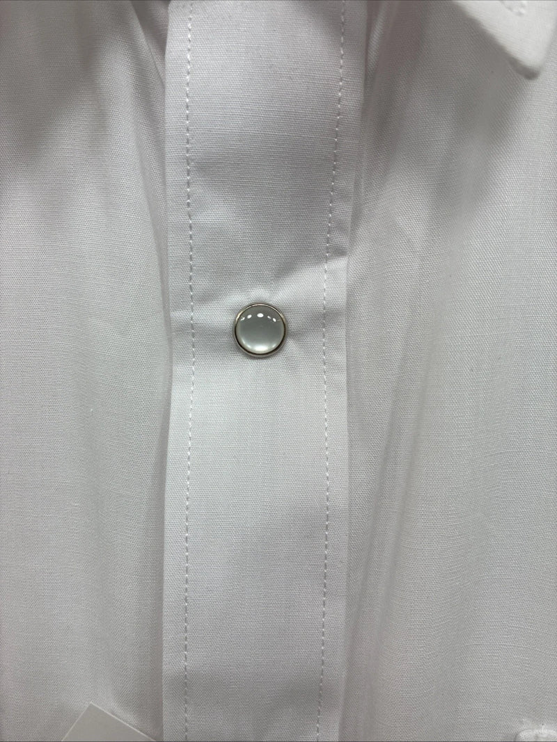 New Men’s White Horse White Simple Long Sleeve Pearl Snap Medium K-42