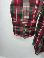 New Men’s Red Plaid ELY Plains Long Sleeve Pearl Snap Shirt. 16.5x34 L S-11
