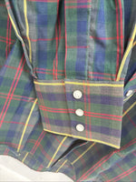 New Men’s ELY Plains Green Plaid Long Sleeve Pearl Snap 16.5 X 34 Large AA-43