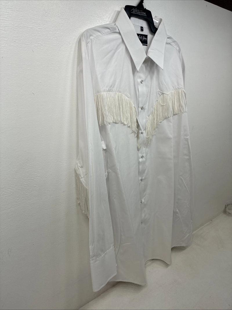 New Women’s White Horse White Fridge Long Sleeve Pearl Snap XXL TT-33