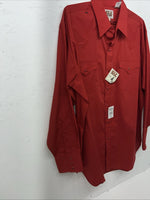 New Men’s Red ELY Cattleman Long Sleeve Pearl Snap Shirt. 17x34 XL S-18