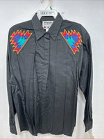 New Women’s Wrangler Black Designed Long Sleeve Button Up Large MM-124