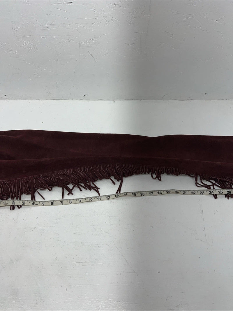 New Burgundy Congress Leather Show Chaps Adjustable Waist 31” N-23