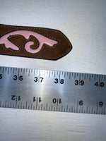 New Brown Genuine Leather Nocona Pink Patterned S Belt #N34430273 JJ-133