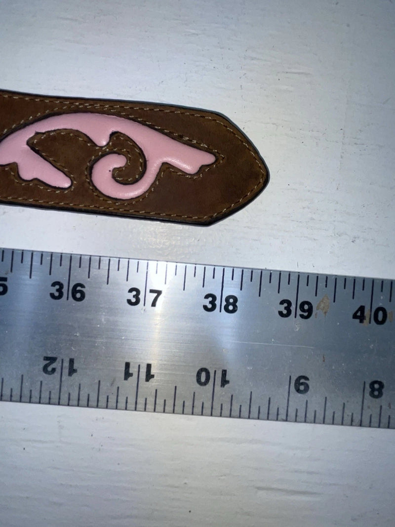 New Brown Genuine Leather Nocona Pink Patterned S Belt #N34430273 JJ-133
