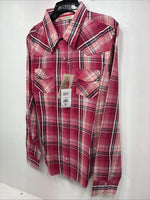 New Women’s Cumberland Pink Plaid Long Sleeve Pearl Snap Medium LL-66