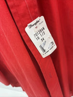 New Mans Wrangler Red Long Sleeve Button Up 16.5 X 34 Large AA-41