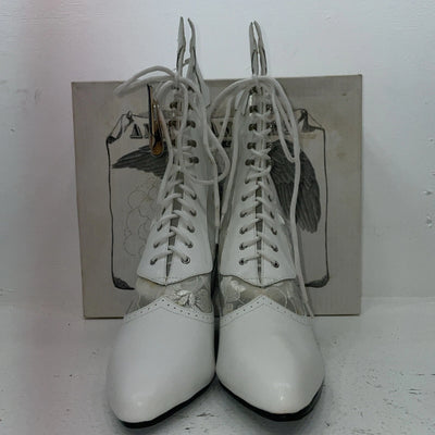 New Women’s White Lace Up American West Cowboy Boots. 515 9.5 9 1/2. 15-134