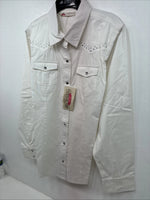 New Women’s Cumberland White Gem Long Sleeve Pearl Snap Large II-98