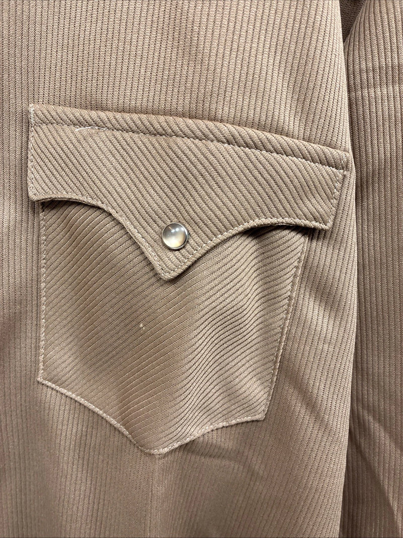 New Men’s Tem Tex Brown Long Sleeve Pearl Snap 17 X 34 XL O-79