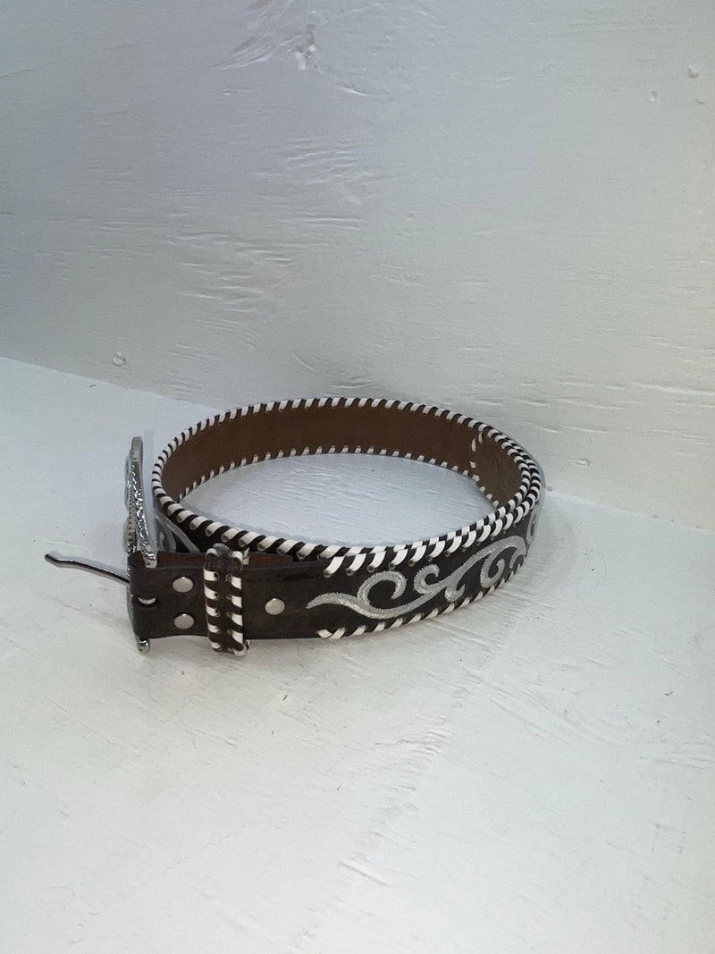 New Black Genuine Leather Nocona Stitched And Weaved S Belt #N3488802 Z-147