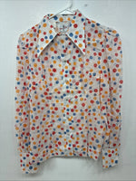 New Women’s Tem Tex Polkadot Long Sleeve Pearl Snap Size 34 LL-102