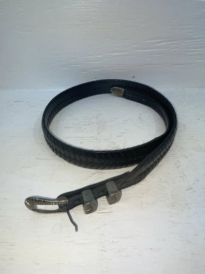 New Black Genuine Leather Weaved 36” Belt #110 Z-109