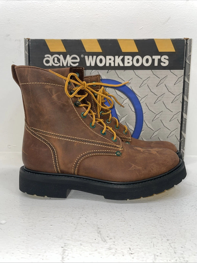 New Women’s Brown Lace Up Acme Cowboy Boots. 8070 8 M. 16-41