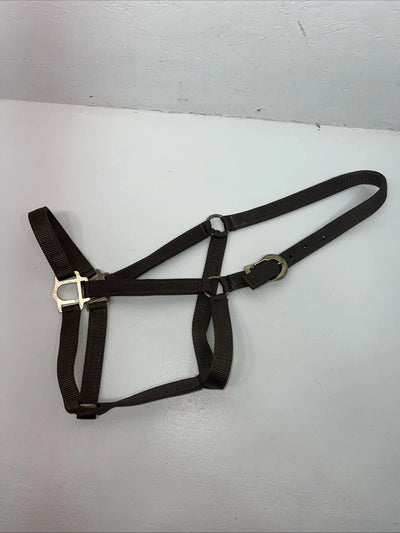 New Brown Nylon Full Horse Halter Gold Buckles NN-600