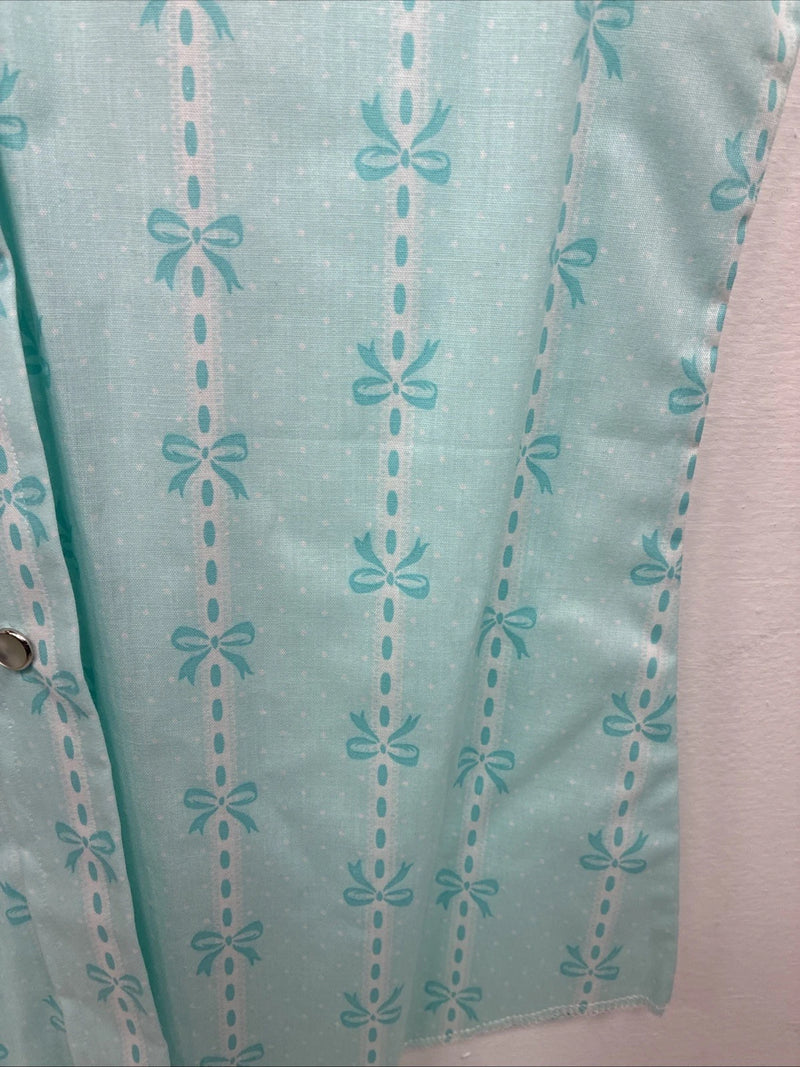 New Women’s H Bar C Blue Bow Short Sleeve Pearl Snap Size 32 LL-56