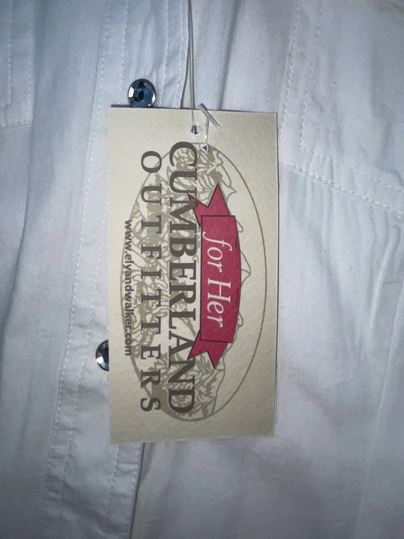 New Women’s White Cumberland Outfitters Long Sleeve Button Up Shirt M 3B-39