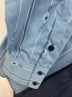 New Men’s Cowboy Threads Blue Half Design Long Sleeve Button Up XL M-75