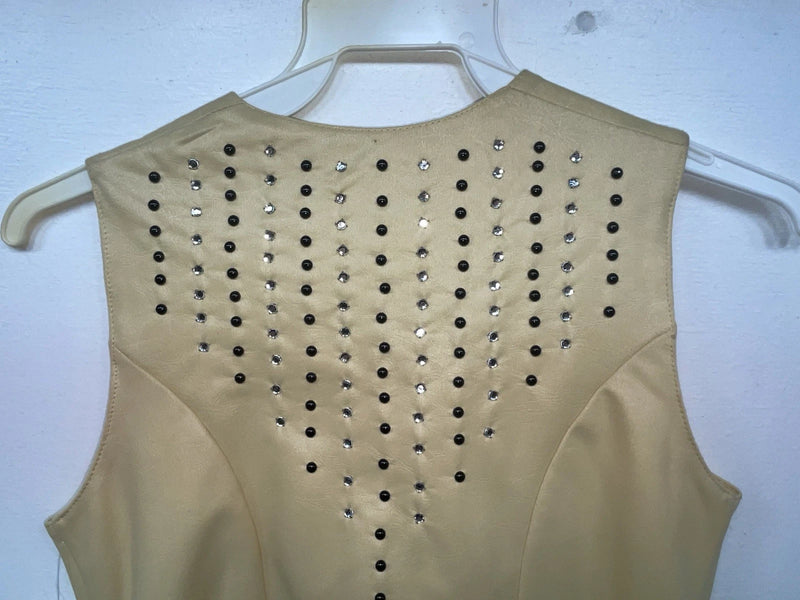 New Women Yellow With Bling 1849 Cut Off Zip Up Vest S #77872 3B-65