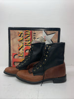 New Men’s Brown Lace Up Texas Brand Cowboy Boots. 8760 10 E E. 6-38