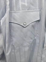 New Men’s White Horse Blue long sleeve pearl snap small B-69